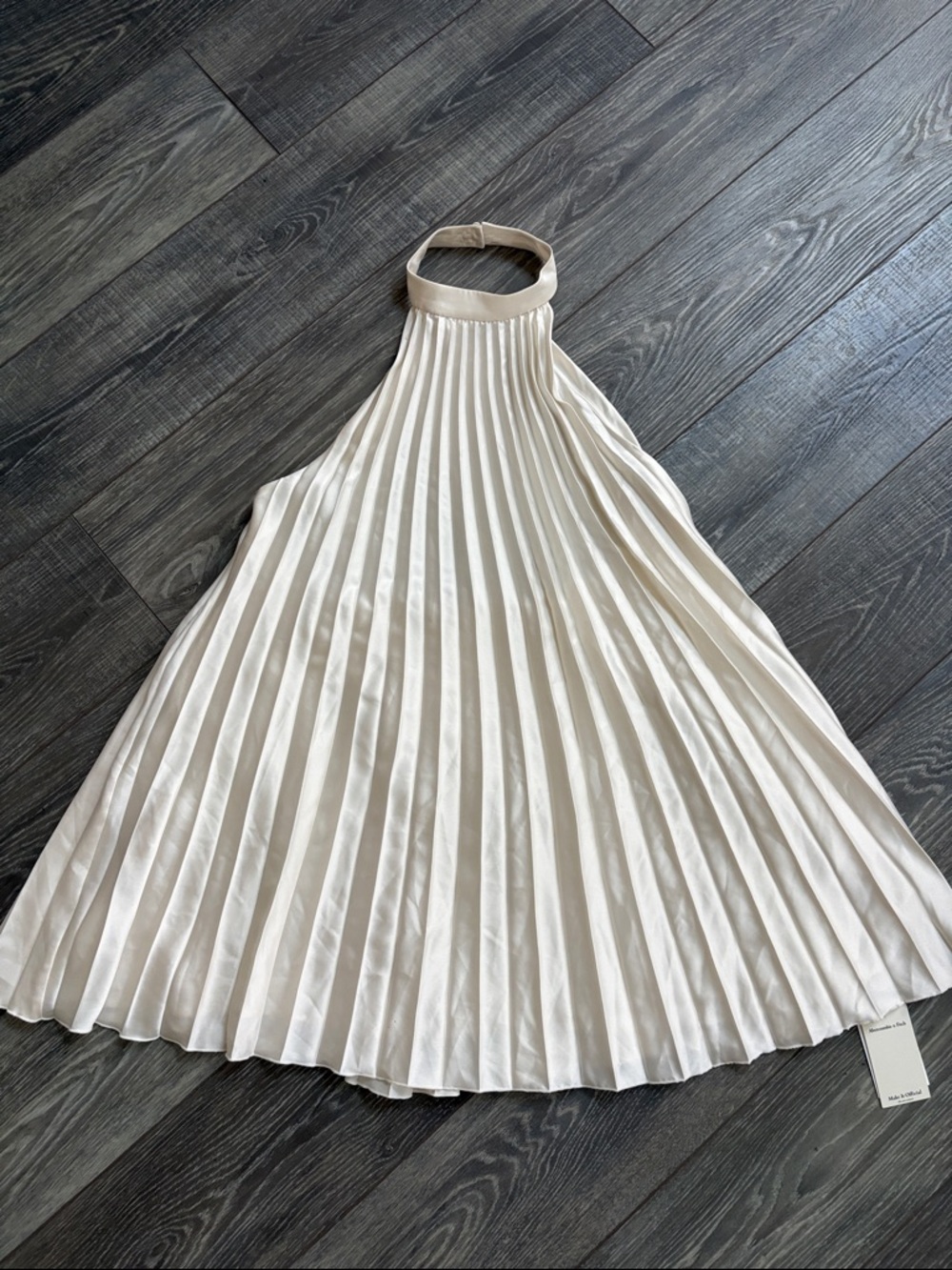 Abercrombie Pleated Halter Midi Dress in Cream